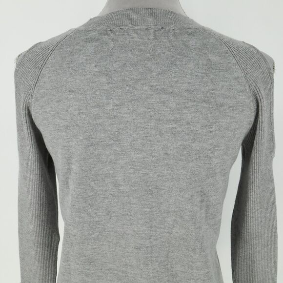 Karl Lagerfled Sweater Womens Small Gray Bell Sleeves Bows Cold Shoulder - Picture 9 of 14